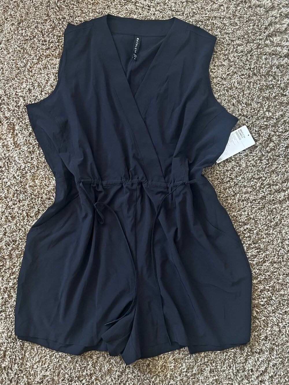 NWT Athleta Marlow Romper Size 1X Black Featherweight Stretch Travel